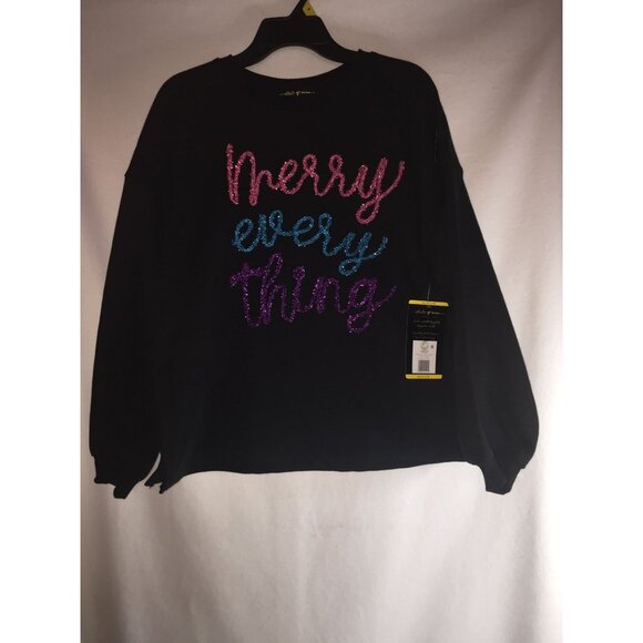 Merry Everything Black Sparkle Sweatshirt By State Of Mine - Picture 3 of 7
